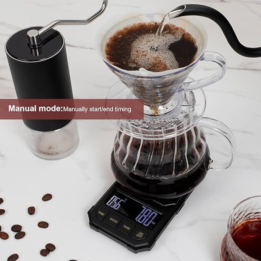 Coffee Espresso Scale with Timer, Digital, Automatic, Mini, Rechargeable, for Barista, 0.3-2000g/0.1g
