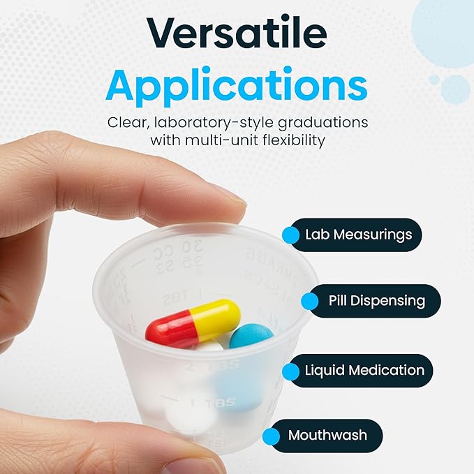 [500 Count - 1 oz.] Perfect Stix Disposable Graduated Plastic Medicine Cups - For Mixed Pills, Medication Measuring, Resin Mixing, Mouthwash