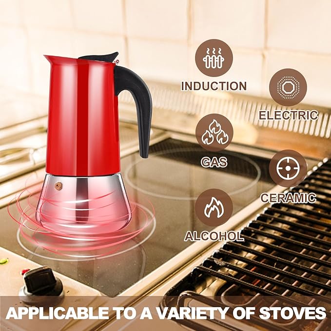 DITOSH 12 Cup Stovetop Espresso Maker Stainless Steel Moka Pot Stove Top Percolator Italian Coffee Makers Capable Mocha Greca Machine Cafe Classic Induction Cookers for Home and Camping 600ml 20oz