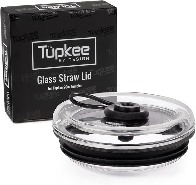 Tumbler Replacement Straw Lid - For Hand Blown Glass Travel Mug, 20-Ounce, Black