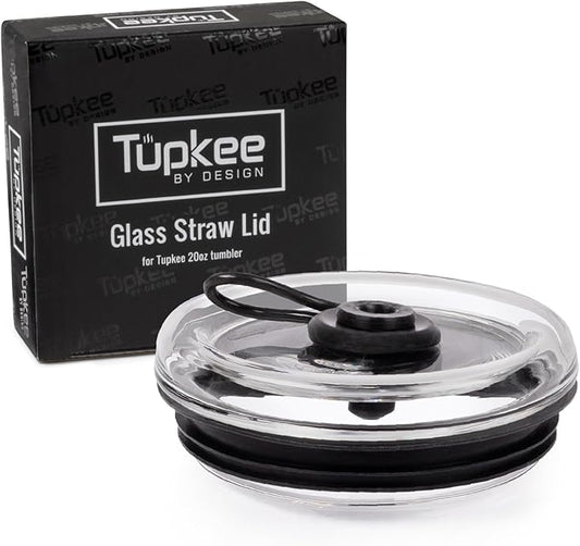 Tumbler Replacement Straw Lid - For Hand Blown Glass Travel Mug, 20-Ounce, Black