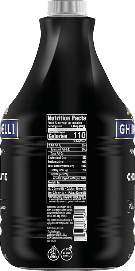 Ghirardelli Black Label Chocolate Sauce 87.3 Ounce Bottle with Ghirardelli Stamped Barista Spoon & Pump