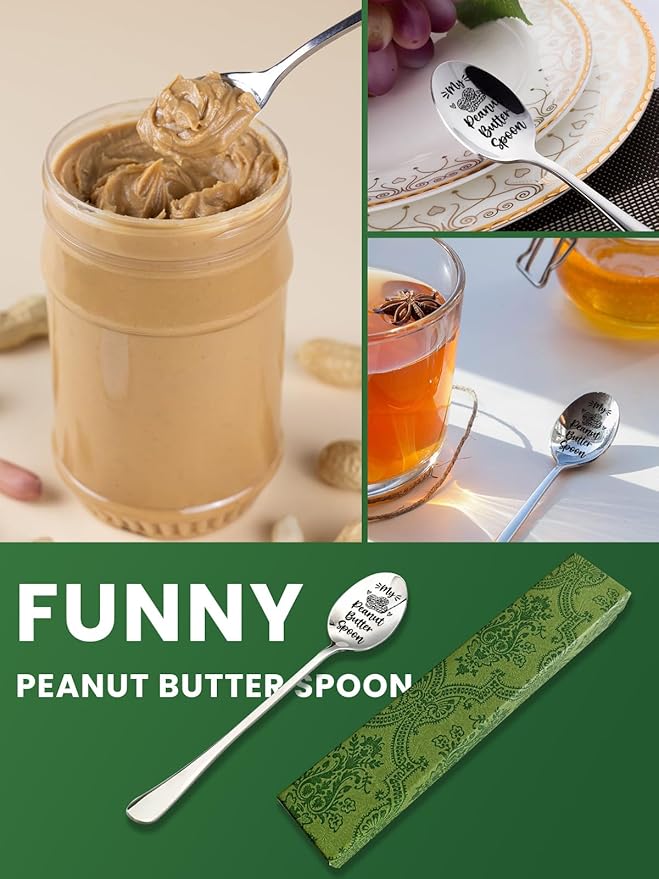 Funny My Peanut Butter Spoon, Stainless Steel Coffee Dessert Scoop, for Peanut Butter Lovers, Men, Women, Dad, Mom, Birthday Valentine's Day Christmas Gifts