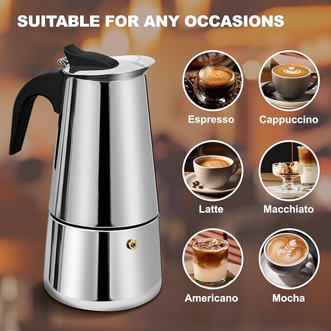 DITOSH 12 Cup Stovetop Espresso Maker Stainless Steel Moka Pot Stove Top Percolator Italian Coffee Makers Capable Mocha Greca Machine Cafe Classic Induction Cookers for Home and Camping 600ml 20oz