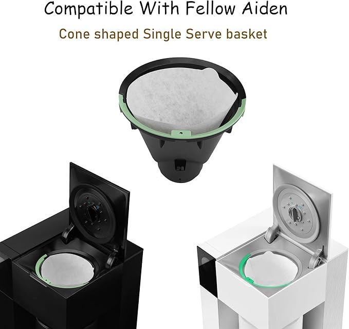 100 Count Cone Coffee Filters, Paper Filter Compatible With Fellow Aiden Cone Shaped Single Serve Basket (Cone Shaped)