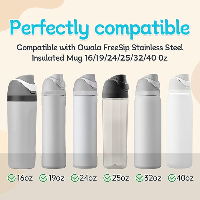 2 Sets Replacement Stopper and O Ring Gasket Compatible with Owala FreeSip 24oz 32oz,Water Bottle Lid Insert Cap Rubber Seal Parts for Owala 16/19/24/32/40oz Mouthpiece Accessories F1