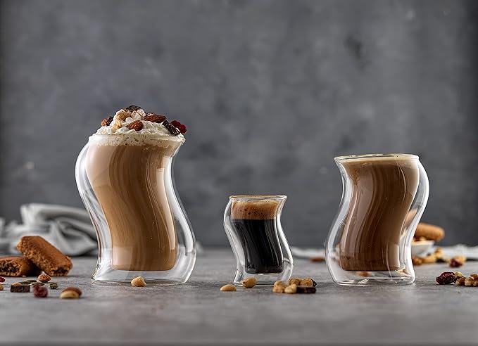 JoyJolt Pivot Espresso Shot Glass – Set of 2 oz Espresso Cups with Unique Design – Double Walled Thermo Espresso Glasses for Home or Professional Bar Use– Set of 2 Thermal Glassware for Morning Coffee