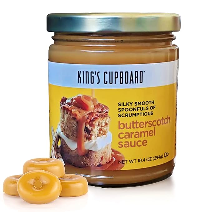 King's Cupboard Butterscotch Caramel Sauce - The Perfect Sauce for Ice Cream, Fruit Dip, Desserts, Coffee, Butterscotch Topping - Gluten-Free, Kosher, All Natural Ingredients, Made in USA 10.4 oz (Pack of 1)