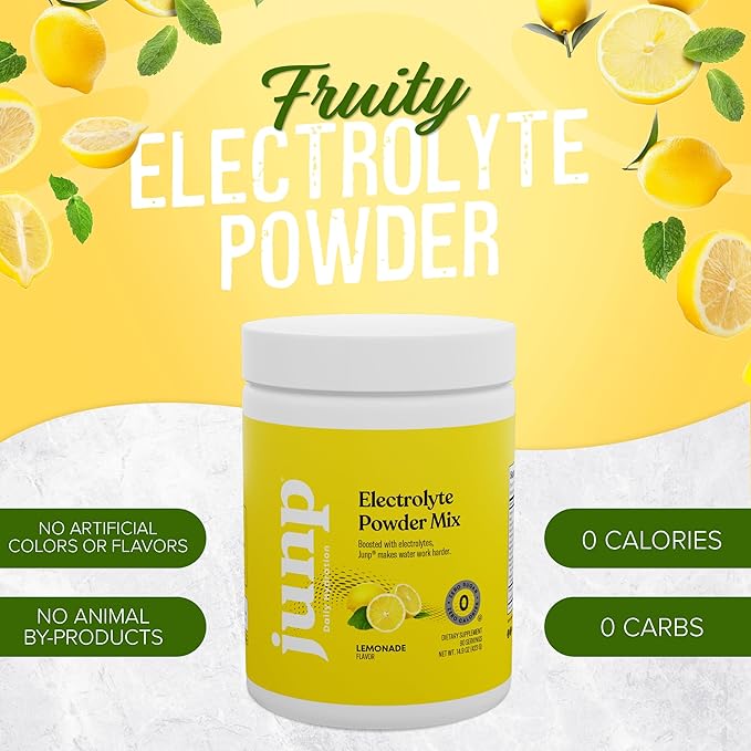 JUNP Electrolytes Powder No Sugar No Carbs – Lemonade Keto Electrolyte Drink Mix - Potassium & Salt Hydration Powder Electrolytes - Zero Calorie Sugar Free Electrolyte Powder, Kosher, 90 Servings