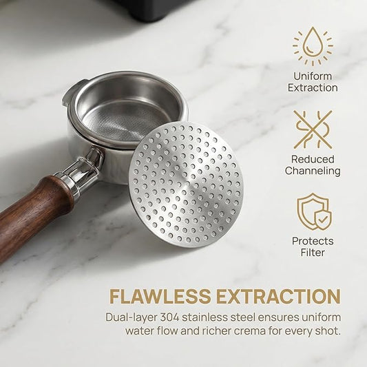 53.3mm Puck Screen 2 Pack, Reusable Stainless Steel Coffee Filter, Dual Layer Espresso Screen for 54mm Portafilter, Barista Tool for Cleaner Machine & Better Extraction