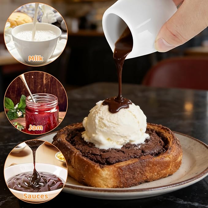JMIATRY 12 PCS Small Creamer Pitcher 3 Oz Coffee Creamer Container Ceramic White Mini Syrup Pitcher 3 Oz Cream Jugs Small Milk Pitcher for Coffee Tea Milk Sauce（100 ML, 2 x 2.4 Inch）