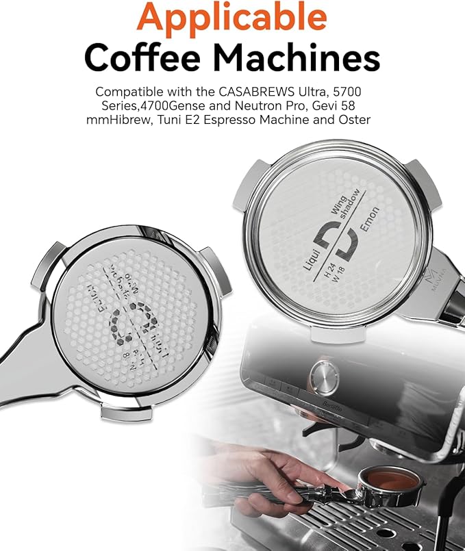 MUVNA 58mm Nnaked Portafilter 3 Ear - Espresso Bottomless Portafilter with Double-layer Filter Basket Fits CASABREWS Ultra, Neutron Pro, Oster,Gevi, Hibrew, Tuni E2, Blue