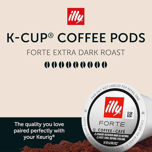 illy Coffee K Cup, Pods for Keurig Machines, Forte Dark Roast, 100% Arabica, Premium Italian Coffee, 10 Count, 6 Pack