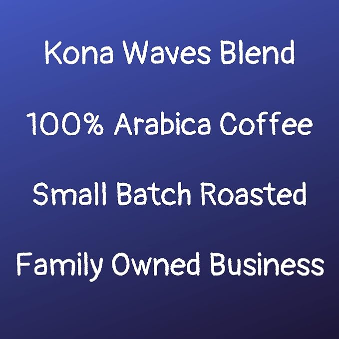 River Moon Coffee, Kona Coffee Ground, Medium Roast, 16 Ounces, Kona Waves Hawaiian Blend, Sustainably Farmed, 100% Arabica