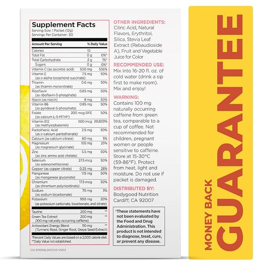 Pureboost Clean Energy Booster, Refreshing Energy Drink Mix with B12 Vitamins, Electrolytes, Antioxidants, Sugar-Free with No Sucralose (Strawberry Lemonade, 30 Count)