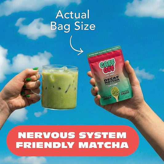 Caff Off Decaf Apple Matcha Green Tea Powder From Japan – 1.06 oz / 30 g – Ceremonial Grade & Sugar-Free – No Fillers or Milk Powders – Naturally Decaffeinated Without Chemicals – Tested for Heavy Metals – First Harvest, Shade-Grown & Caffeine-Free Mat...