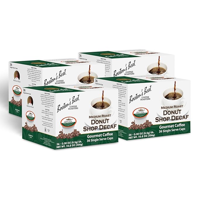 Boston’s Best - Hearty Donut Shop Decaf Medium Roast Coffee, Delicious Gourmet Compatible with Keurig Coffee Maker - 144 Count (Pack of 1)