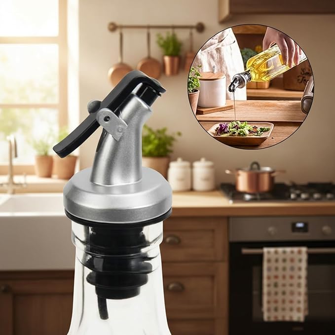 WERTIOO 6 PACK Glass Olive Oil Dispenser Bottle, 17 OZ/500ml Oil Dispenser for Kitchen with 6 Pourer, 3 Stainless Steel Funnel & 1 Pen and 8 Label for Kitchen
