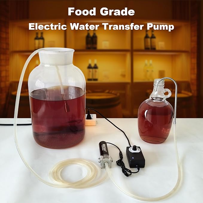 Food Grade Electric Water Transfer Pump Siphon Self-Priming Small Water Pump 110-240V 2L/Min Adjustable Flow for Home Brew Wine, Beer, Kombucha, Ice Maker, Bottled Water, Coffee, Cooking, Aquariums