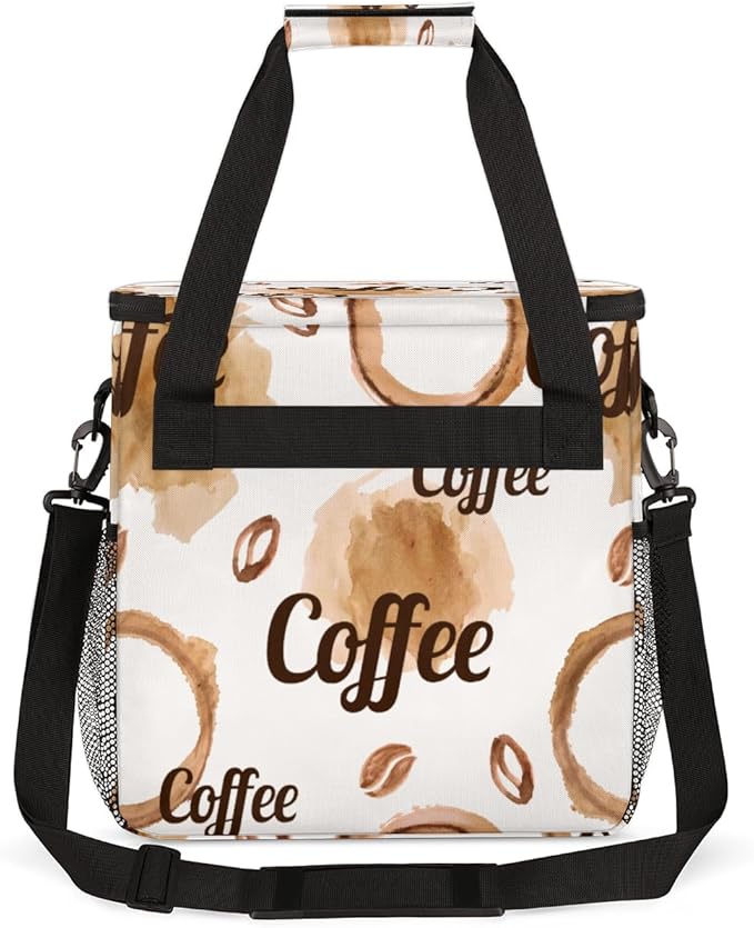 Watercolor Coffee Maker Carring Bag Coffees Beans Travel Carrying Storage Tote Bag Compatible with Keurig K-Mini or K-Mini Plus Portable Single Serve Coffee Brewer Case with Pockets for K-cup Pods