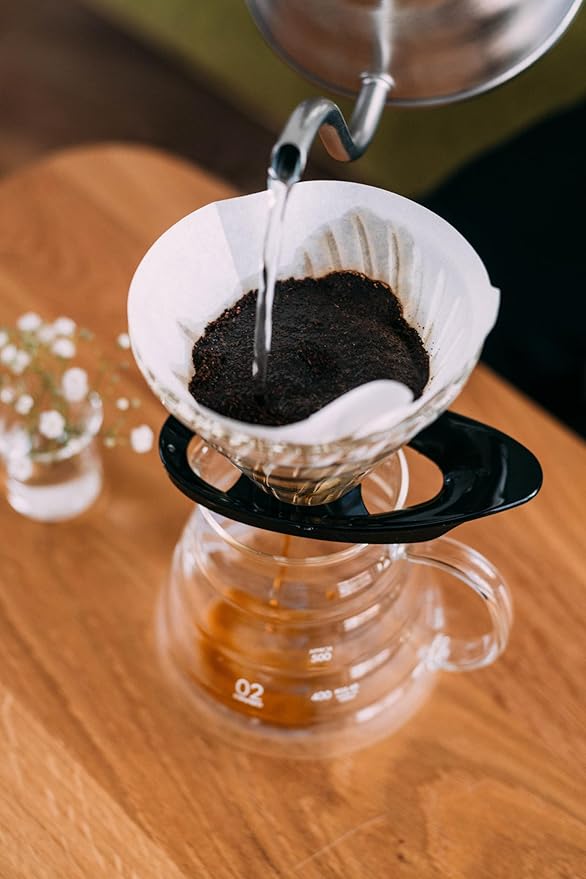 Hario V60 Glass Coffee Dripper, Size 02, Black