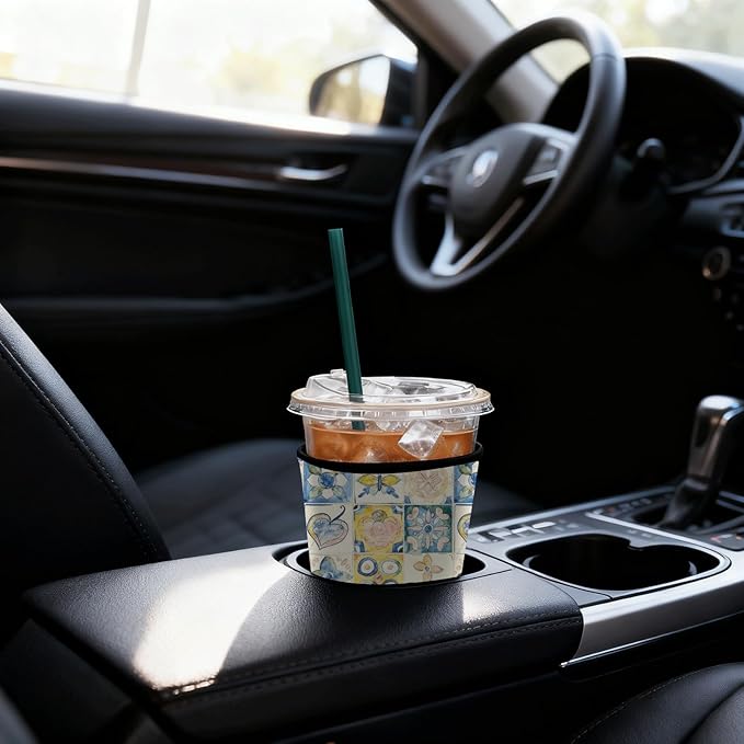 Neoprene Iced Coffee Sleeve 3 Pack, Reusable Insulated Cup Holder with Colorful Watercolor Pattern, Fits 16–32 oz Tumblers, Compatible with Starbucks & Dunkin