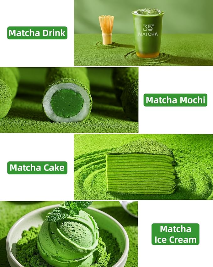 35°N MATCHA Organic Ceremonial Grade Matcha Powder, USDA Certified, 100% Pure Green Tea, First Harvest, No Additives, High in Antioxidants, L-Theanine & EGCG, Smooth Taste for Lattes & Baking, 1.4oz (40g)