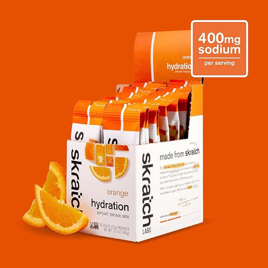 Skratch Labs Hydration Sports Drink Mix Packets – Real‑Fruit Electrolyte Powder for Fast Hydration & Endurance | Orange | 20 Pack | Vegan, Non‑GMO, Clean Ingredients