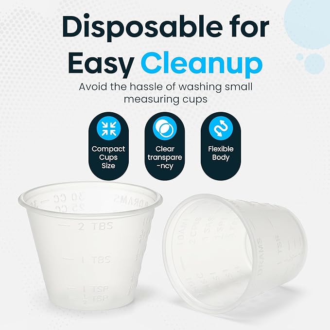 [500 Count - 1 oz.] Perfect Stix Disposable Graduated Plastic Medicine Cups - For Mixed Pills, Medication Measuring, Resin Mixing, Mouthwash