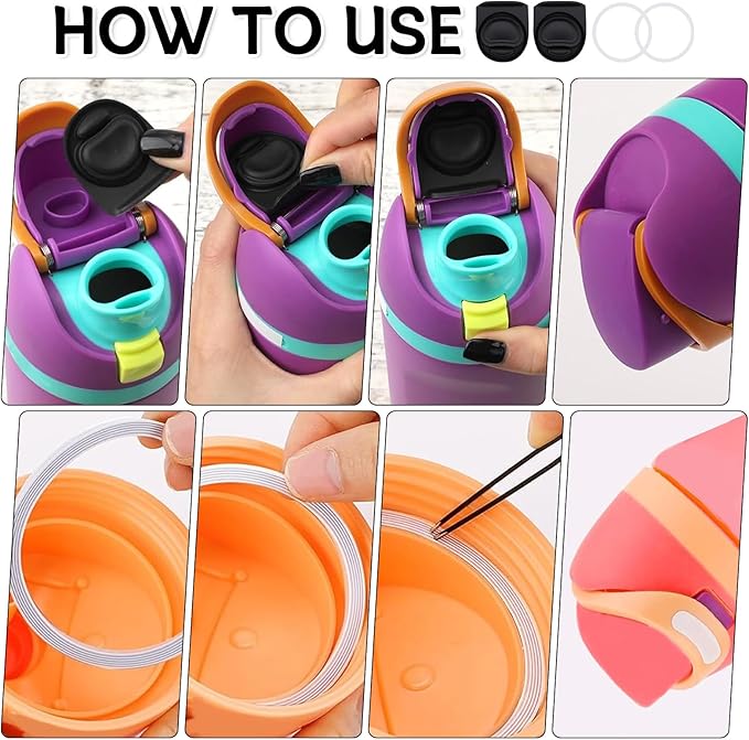 2 Sets Replacement Stopper and O Ring Gasket Compatible with Owala FreeSip 24oz 32oz,Water Bottle Lid Insert Cap Rubber Seal Parts for Owala 16/19/24/32/40oz Mouthpiece Accessories F6