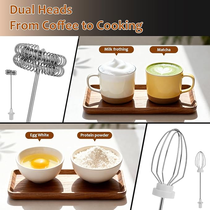 Milk Frother Wand Rechargeable Handheld Frother For Coffee,Batidora De Mano Electrica Coffee Bar Accessories Kitchen Appliances Essentials Electric Frother Gift For Women Men (Black)