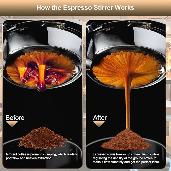 WDT Tool Espresso Distribution Tool,Coffee Distribution Tool with Magnetic Stand, Espresso Accessories with 6 Extra Φ0.25mm Stainless Steel Needles for Barista (Crystal Silver, Φ0.25mm)