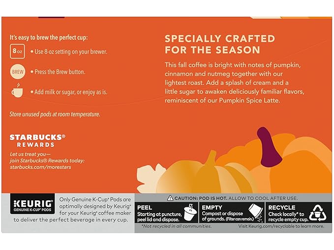 Starbucks Coffee Company Limited Edition Flavored Coffee K-Cups, Pumpkin Spice, 10 CT (Pack of 2)
