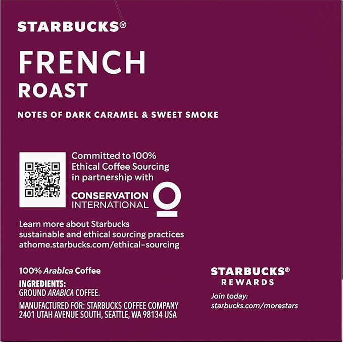 Starbucks Coffee K-Cup Pods, French Roast, Dark Roast Ground Coffee K-Cups for Keurig Brewers, 100% Arabica Coffee, 10 CT K-Cup Pods/Box (Pack of 3 Boxes)