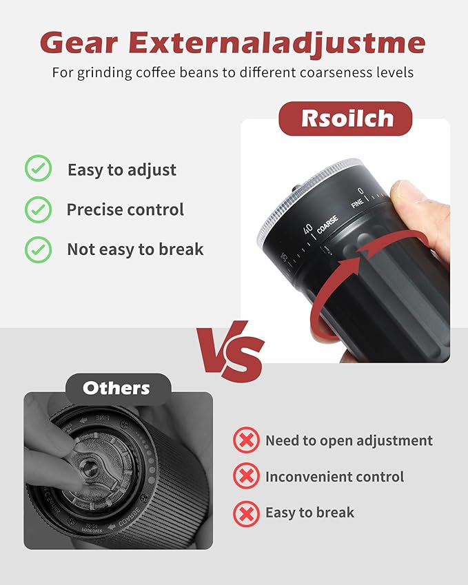 GCCTXC Manual Coffee Grinder with Ceramic Burr Handheld Hand Crank Espresso Grinder for Coarse Drip Fine Pour Over French Press Small Portable for Travel Camping Quiet Adjustable with Grind Settings
