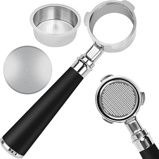 51mm Bottomless Portafilter 3 Ears Fits for CASABREWS CM5418 and 3700 Essential, Gevi 51mm 3 Ears Grouphead, Mr. Coffee Espresso and Cappuccino Machine, Includes Puck Screen, Double Shot Filter Basket