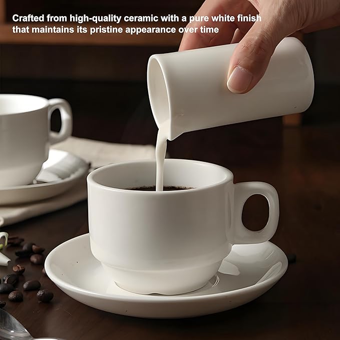 Modern White Mini Ceramic Creamer Container and Small Coffee Milk Pitcher, Minimalist Design(3 oz/4 oz for 2)