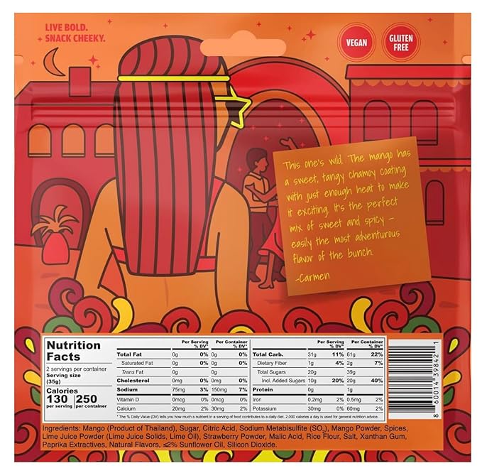 Chici Mama Spicy Chamoy Mango Bites – Made with Real Mango | Chewy, Juicy Candy-Alternative Treat | No Artificial Colors, Flavors, or Sweeteners | Gluten-Free, Naturally Vegan & Free of Major Allergens | Better-For-You Snack | 2 Pack - 70g