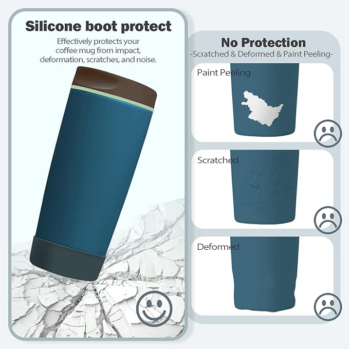 2pcs Silicone Boot for Owala SmoothSip Slider Coffee Tumbler 20oz 12oz, Anti-Slip Sleeve for Travel Coffee Mug, Protective Accessories for Owala BPA Free (Moonlit Shadow)