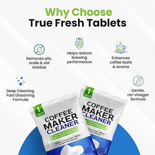 Coffee Machine Cleaner Descaler Tablets - 25 pack, Coffee Pot Cleaner Removes Build-ups, Stain, and oil - compatible with Keurig, nespresso, delonghi and more coffe machines upto 1 year supply