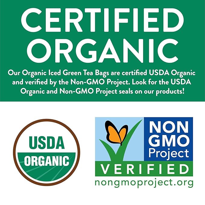 FGO Organic Green Iced Tea, 36 Eco-Conscious Pitcher Sized Tea Bags, Packaging May Vary (Pack of 1)
