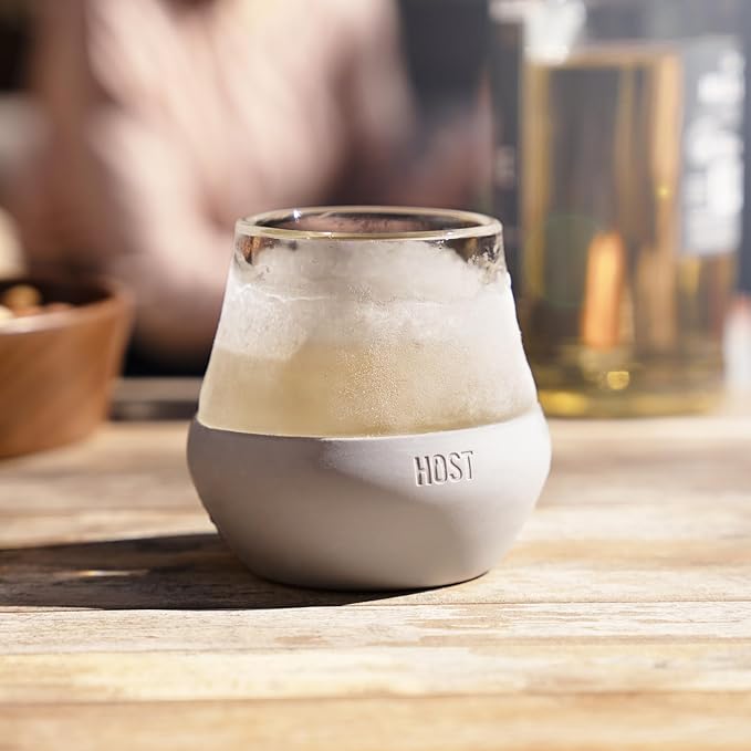 Host Tasting Glass FREEZE, Whiskey Tasting Glasses with Active Cooling Gel, Whiskey Lover Gifts, Gray 6.7oz Set of 2