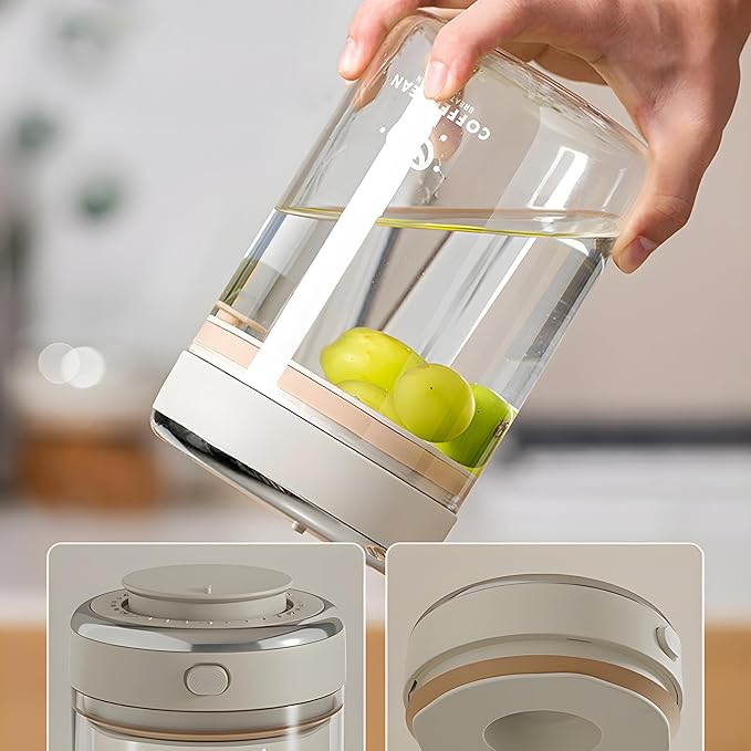 IwaiLoft Glass Coffee Bean Storage Container with Airtight Lid,Glass Sealed Jar with Date Tracker,Vacuum Coffee Canister for Nuts,Food Fresh Storage,Clear Borosilicate Glass Jar (37OZ/1100ML)
