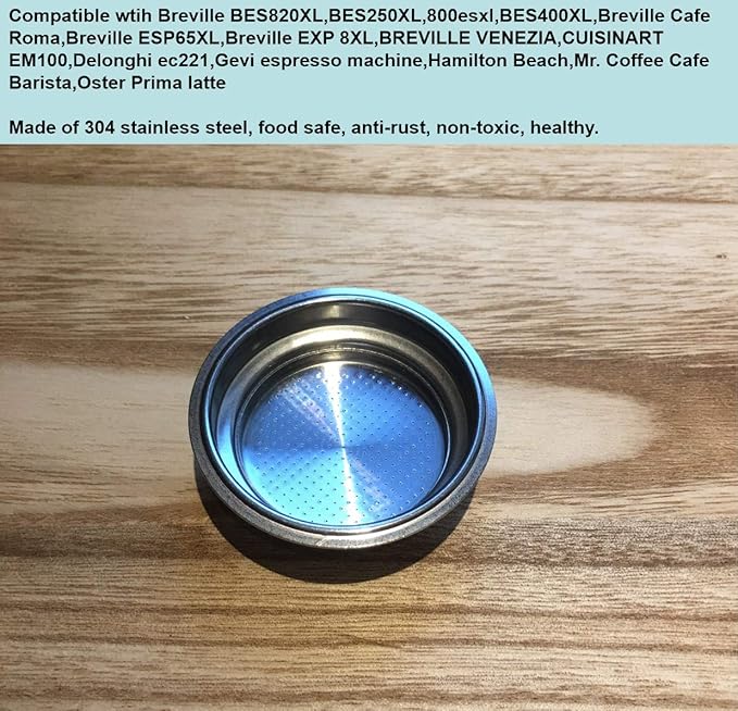 51mm Pressurized Filter Basket Stainless Steel Dual Wall Portafilter Basket Double Wall Espresso Basket Filter Basket Replacement Fits Delonghi Breville Mr Coffee Espresso Machine-1 Cup