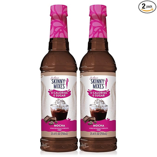 Jordan's Skinny Mixes Sugar Free Coffee Syrup, Mocha Coffee Flavoring Syrup, Zero Calorie Drink Mix, Lattes, Baking, Protein Shake or Cocktail, Dairy & Gluten Free, Kosher, 25.4 Fl Oz, 2 Pack