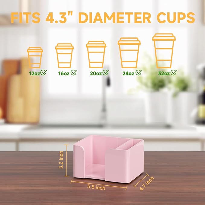 Coffee Cup Holder for Countertop - Pink Acrylic Coffee Bar Accessories Cup Organizer Station Organizer Farmhouse Table Décor