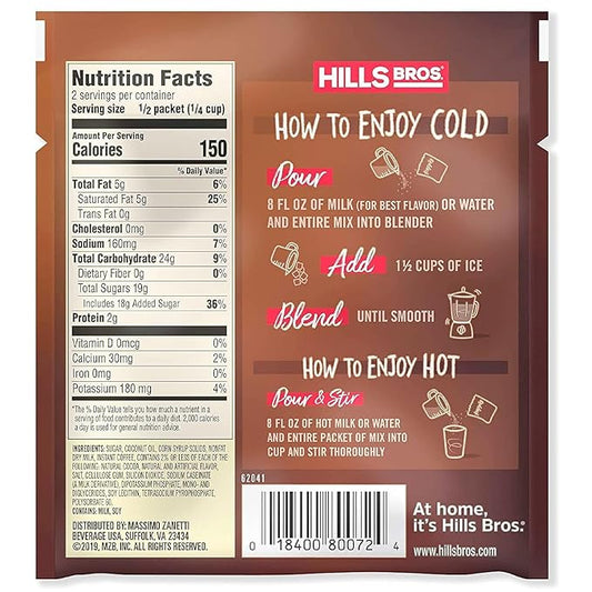 Hills Bros. Frappés Instant Drink Mix – Indulgent Café-Style Beverage – Gluten-Free, Kosher-Certified – Easy to Make Hot or Cold – Premium, Rich Taste, Gourmet Coffee Experience – Salted Caramel, 2.3 oz ( Pack of 12 )