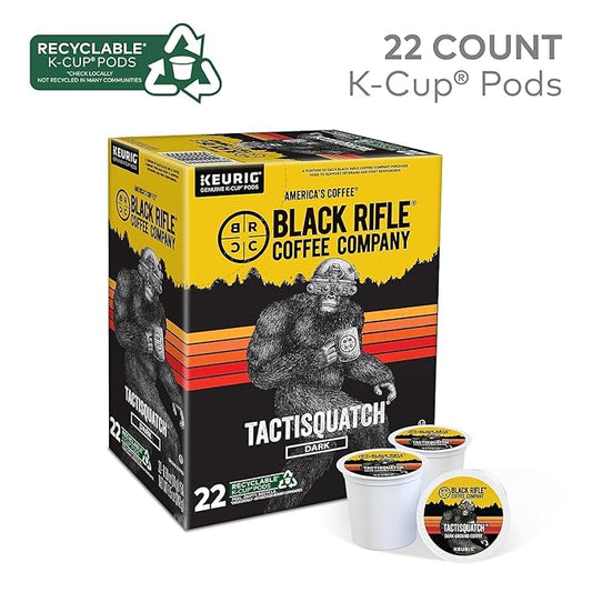 Black Rifle Coffee Company Tactisquatch Rounds – Dark Roast Coffee Pods, 22 Single-Serve Cups, Shelf-Stable Pods