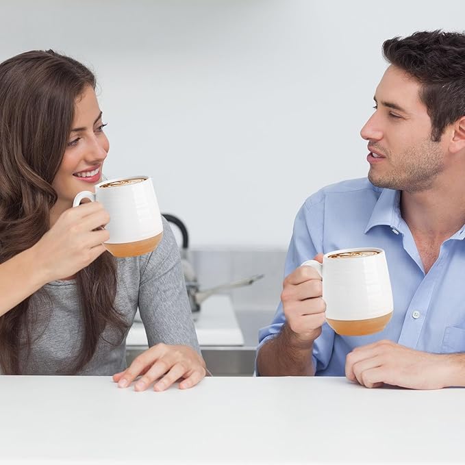 HASENSE Coffee Mugs Set of 2, Ceramic Coffee Cup for Men and Women, 20 oz White Mugs with Handle for Latte, Tea, Cocoa, Dishwasher and Microwave Safe