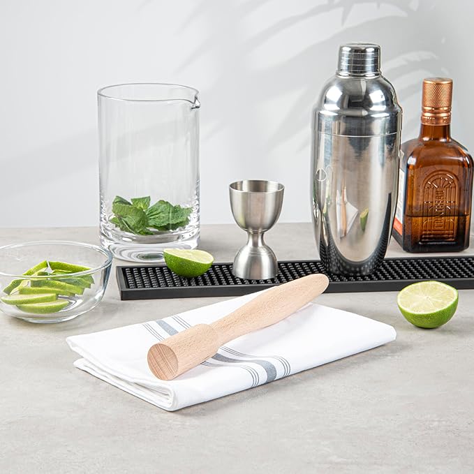 Restaurantware Bar Lux 9.75 Inch Cocktail Muddler 1 Break-Resistant Drink Muddler - Streamlined Design Durable Natural Wood Bar Muddler Crush Herbs Spices And Berries